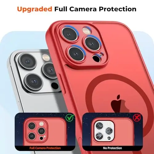 zapica Magnetic for iPhone 16 Pro Case, Bright Red | Upgraded Camera Control Button, Full Camera Protection, with Screen Protector, Translucent Matte Shockproof Phone Cover - 5