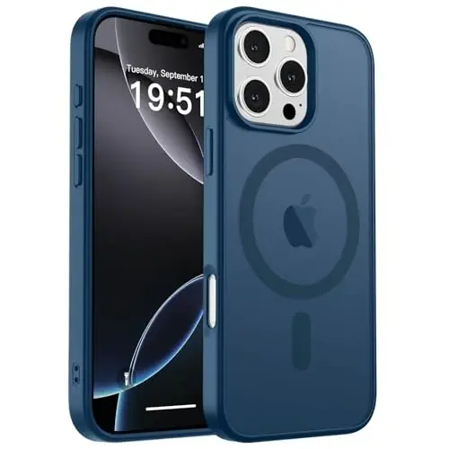 zapica Magnetic for iPhone 16 Pro Max Case, [Compatible with MagSafe] [Military Grade Drop Protection] Translucent Matte Shockproof Anti-Scratch Phone Case, Dark Blue - ZAPICA (1)