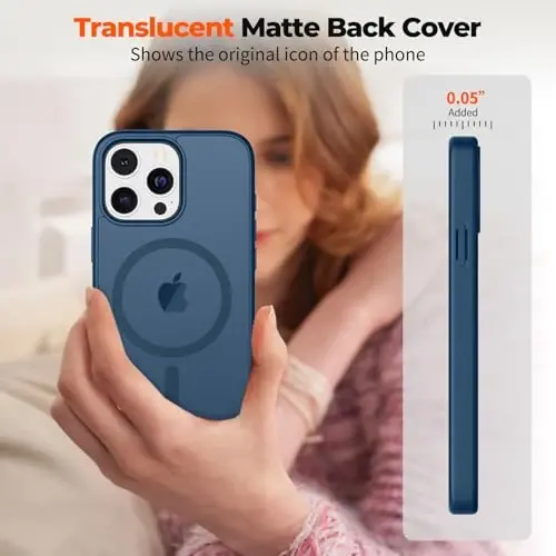 zapica Magnetic for iPhone 16 Pro Max Case, [Compatible with MagSafe] [Military Grade Drop Protection] Translucent Matte Shockproof Anti-Scratch Phone Case, Dark Blue - 7