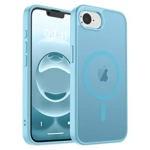 zapica Magnetic for iPhone 16e Case, [Compatible with MagSafe] [Military Grade Drop Protection] Translucent Matte Shockproof Anti-Scratch Phone Case, Light Blue - 1