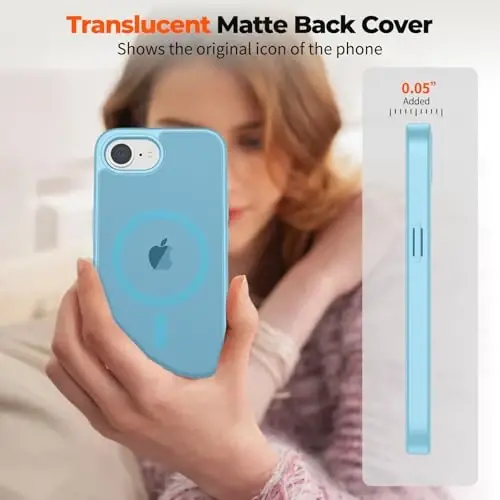 zapica Magnetic for iPhone 16e Case, [Compatible with MagSafe] [Military Grade Drop Protection] Translucent Matte Shockproof Anti-Scratch Phone Case, Light Blue - 3