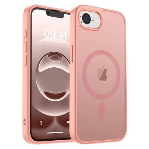 zapica iPhone 16e için Manyetik Kılıf, [MagSafe ile Uyumlu] [Askeri Sınıf Düşme Koruması] Yarı Saydam Mat Darbeye Dayanıklı Çizilmez Telefon Kılıfı, Açık Pembe 