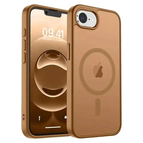 zapica Magnetic for iPhone 16e Case, [Compatible with MagSafe] [Military Grade Drop Protection] Translucent Matte Shockproof Anti-Scratch Phone Case, Brown - 1