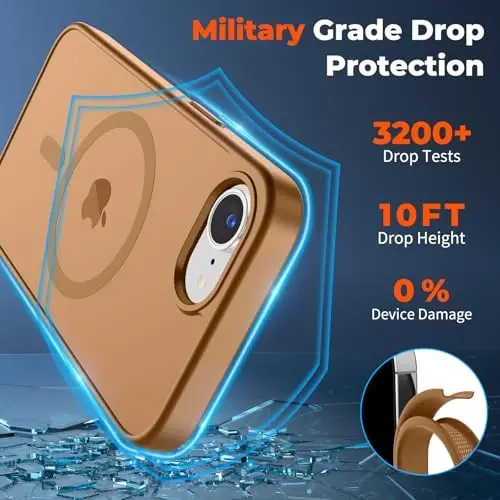 zapica Magnetic for iPhone 16e Case, [Compatible with MagSafe] [Military Grade Drop Protection] Translucent Matte Shockproof Anti-Scratch Phone Case, Brown - 3