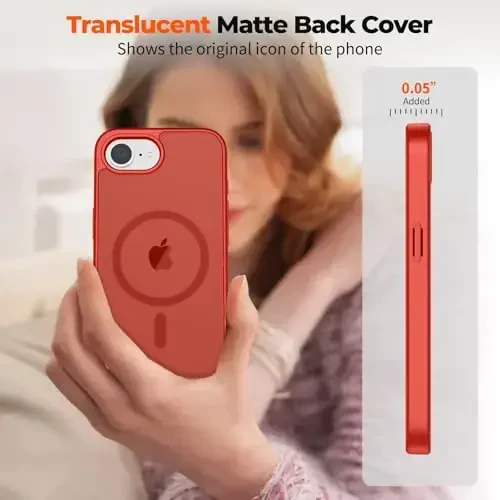 zapica Magnetic for iPhone 16e Case, [Compatible with MagSafe] [Military Grade Drop Protection] Translucent Matte Shockproof Anti-Scratch Phone Case, Red - 3