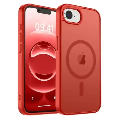 zapica Magnetic for iPhone 16e Case, [Compatible with MagSafe] [Military Grade Drop Protection] Translucent Matte Shockproof Anti-Scratch Phone Case, Red - ZAPICA