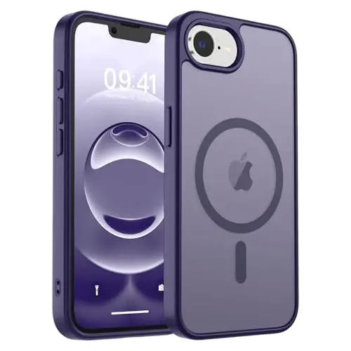 zapica iPhone 16e için Manyetik Kılıf, [MagSafe ile Uyumlu] [Askeri Sınıf Düşme Koruması] Yarı Saydam Mat Darbeye Dayanıklı Çizilmez Telefon Kılıfı, Koyu Mor 
