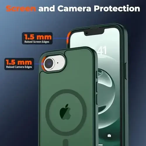 zapica iPhone 16e uchun Magnetic gʻilofi, [MagSafe bilan mos] [Harbiy darajadagi tushishdan himoya] Yarim shaffof mat zarbga chidamli tirnalishga qarshi telefon gʻilofi, oʻrmon yashili - 6