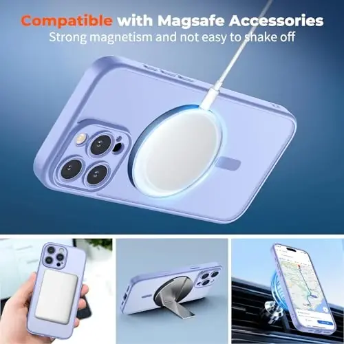 zapica Magnetic для iPhone 16 Pro, улучшенный [кнопка управления камерой] [полная защита камеры] [с 1 защитным стеклом] полупрозрачный матовый противоударный чехол для телефона, туманно-голубой - 3