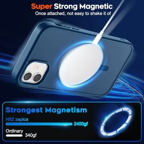 zapica Magnetic for iPhone 11 Phone Case, [Compatible with MagSafe] [Military Grade Drop Protection] Translucent Matte Shockproof Anti-Scratch Phone Case, Dark Blue - 3