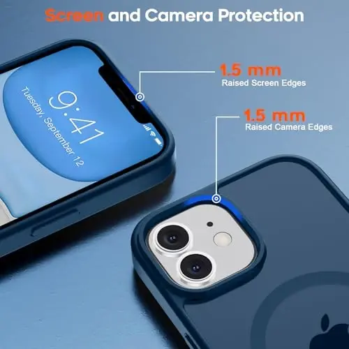zapica Magnetic for iPhone 11 Phone Case, [Compatible with MagSafe] [Military Grade Drop Protection] Translucent Matte Shockproof Anti-Scratch Phone Case, Dark Blue - 6