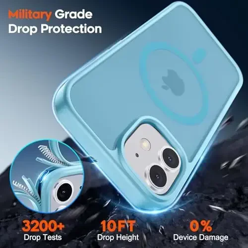 zapica Magnetic for iPhone 11 Phone Case, [Compatible with MagSafe] [Military Grade Drop Protection] Translucent Matte Shockproof Anti-Scratch Phone Case, Light Blue - 5