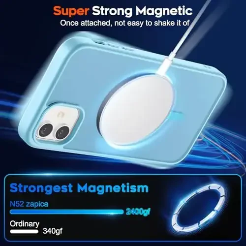 zapica Magnetic for iPhone 11 Phone Case, [MagSafe bilan mos] [Harbiy darajadagi tushishdan himoya] Shaffof mat zarbaga chidamli chizilishga qarshi telefon qutisi, och ko'k - 3