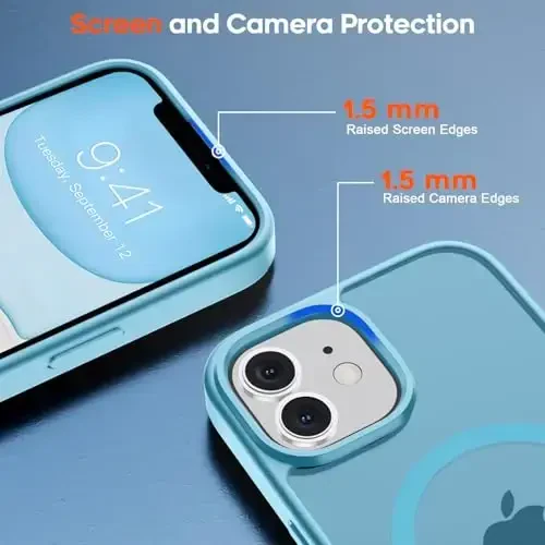 zapica Magnetic for iPhone 11 Phone Case, [MagSafe bilan mos] [Harbiy darajadagi tushishdan himoya] Shaffof mat zarbaga chidamli chizilishga qarshi telefon qutisi, och ko'k - 6