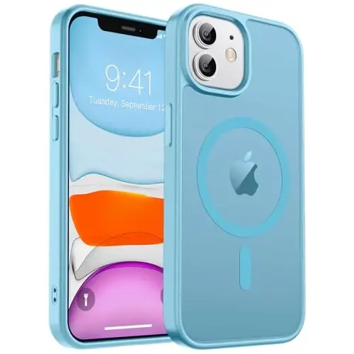 zapica Magnetic for iPhone 11 Phone Case, [MagSafe bilan mos] [Harbiy darajadagi tushishdan himoya] Shaffof mat zarbaga chidamli chizilishga qarshi telefon qutisi, och ko'k - ZAPICA
