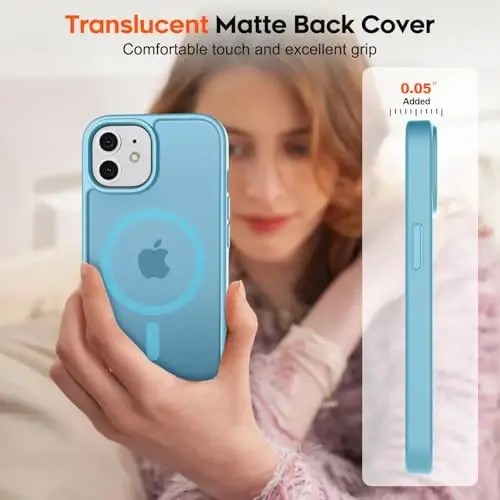 zapica Magnetic for iPhone 11 Phone Case, [MagSafe bilan mos] [Harbiy darajadagi tushishdan himoya] Shaffof mat zarbaga chidamli chizilishga qarshi telefon qutisi, och ko'k - 7