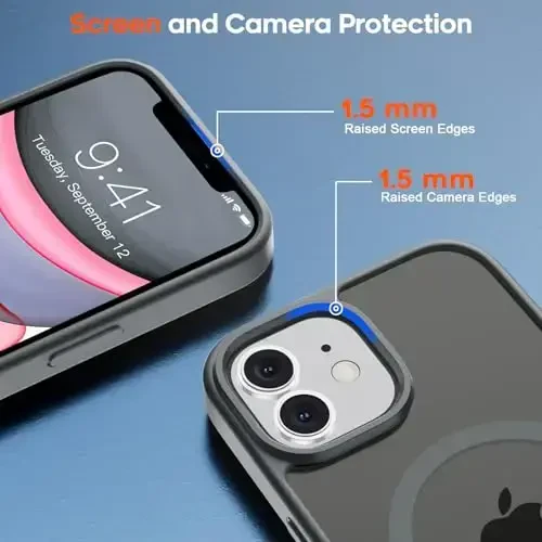 zapica Magnetic for iPhone 11 Phone Case, [MagSafe bilan mos] [Harbiy darajadagi tushishdan himoya] Shaffof mat zarbaga chidamli tirnalishga qarshi telefon qutisi, to'q Gary - 6