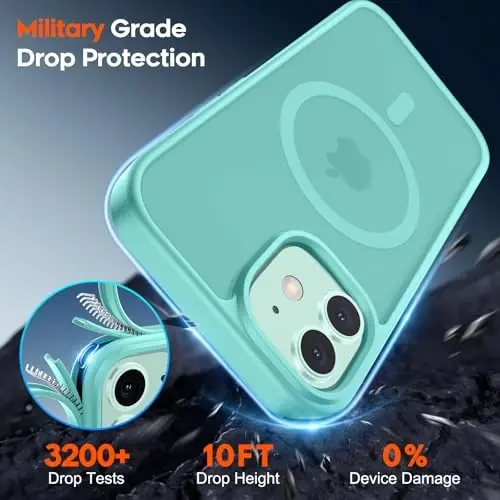 zapica Magnetic for iPhone 11 Phone Case, [MagSafe bilan mos] [Harbiy darajadagi tushishdan himoya] Yarim shaffof mat zarbga chidamli tirnalishga qarshi telefon qutisi, ko'k yashil - 5