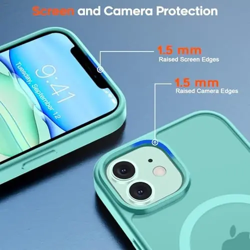 zapica Magnetic for iPhone 11 Phone Case, [MagSafe bilan mos] [Harbiy darajadagi tushishdan himoya] Yarim shaffof mat zarbga chidamli tirnalishga qarshi telefon qutisi, ko'k yashil - 6
