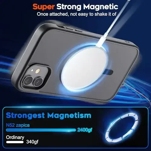zapica Magnetic for iPhone 11 Phone Case, [MagSafe bilan mos] [Harbiy darajadagi tushishdan himoya] Yarim shaffof mat zarbga chidamli tirnalishga qarshi telefon qutisi, qora - 3