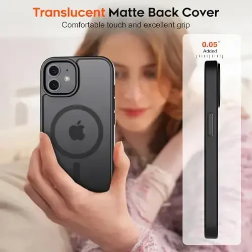 zapica Magnetic for iPhone 11 Phone Case, [MagSafe bilan mos] [Harbiy darajadagi tushishdan himoya] Yarim shaffof mat zarbga chidamli tirnalishga qarshi telefon qutisi, qora - 7