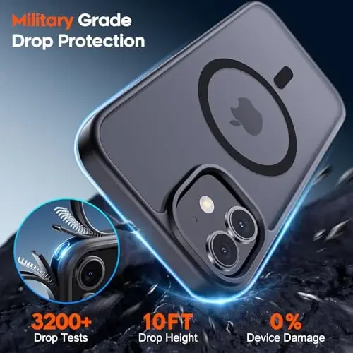 zapica Magnetic for iPhone 11 Phone Case, [MagSafe bilan mos] [Harbiy darajadagi tushishdan himoya] Yarim shaffof mat zarbga chidamli tirnalishga qarshi telefon qutisi, qora - 5