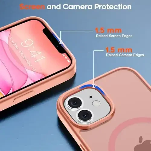 zapica Magnetic for iPhone 11 Phone Case, [MagSafe bilan mos] [Harbiy darajadagi tushishdan himoya] Yarim shaffof mato zarbga chidamli tirnalishga qarshi telefon qutisi, och pushti - 6