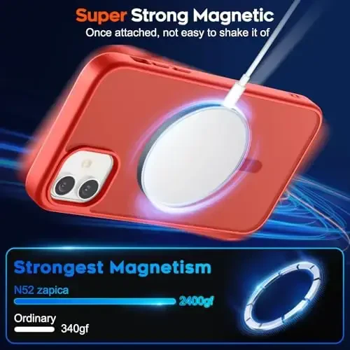 zapica Magnetic for iPhone 11 Phone Case, [MagSafe bilan mos] [Harbiy darajadagi tushishdan himoya] Yarim shaffof mato zarbga chidamli tirnalishga qarshi telefon qutisi, qizil - 3