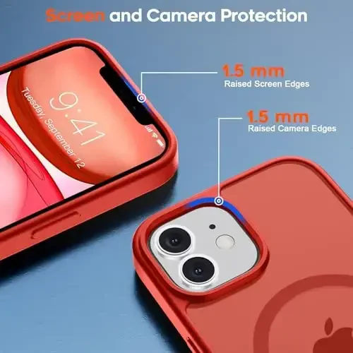 zapica Magnetic for iPhone 11 Phone Case, [MagSafe bilan mos] [Harbiy darajadagi tushishdan himoya] Yarim shaffof mato zarbga chidamli tirnalishga qarshi telefon qutisi, qizil - 6