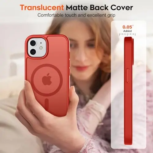 zapica Magnetic for iPhone 11 Phone Case, [MagSafe bilan mos] [Harbiy darajadagi tushishdan himoya] Yarim shaffof mato zarbga chidamli tirnalishga qarshi telefon qutisi, qizil - 7