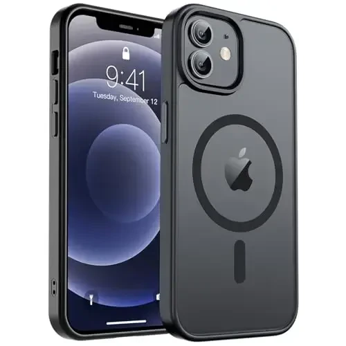 zapica Magnetic for iPhone 12 Case & iPhone 12 Pro Case, [Compatible with MagSafe] [Military Grade Drop Protection] Translucent Matte Shockproof Anti-Scratch Phone Cover, Black 