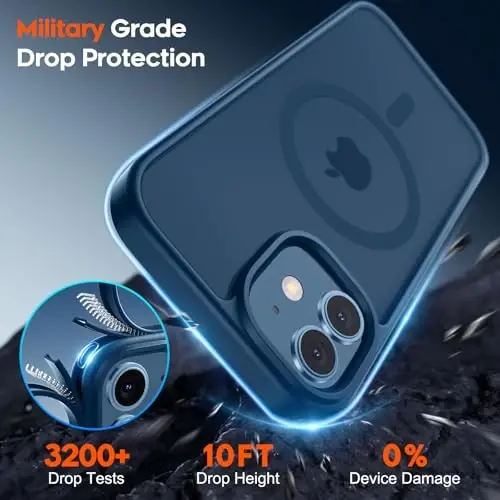 zapica Magnetic for iPhone 12 Case & iPhone 12 Pro Case, [Compatible with MagSafe] [Military Grade Drop Protection] Translucent Matte Shockproof Anti-Scratch Phone Cover, Dark Blue - 5