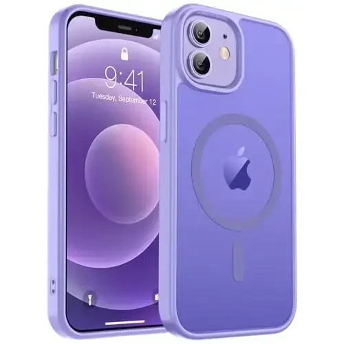 zapica Magnetic for iPhone 12 Case & iPhone 12 Pro Case, [Compatible with MagSafe] [Military Grade Drop Protection] Translucent Matte Shockproof Anti-Scratch Phone Cover, Light Purple - ZAPICA