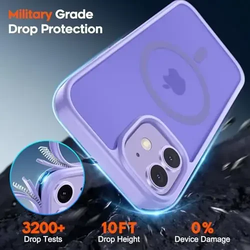 zapica Magnetic for iPhone 12 Case & iPhone 12 Pro Case, [Compatible with MagSafe] [Military Grade Drop Protection] Translucent Matte Shockproof Anti-Scratch Phone Cover, Light Purple - 5