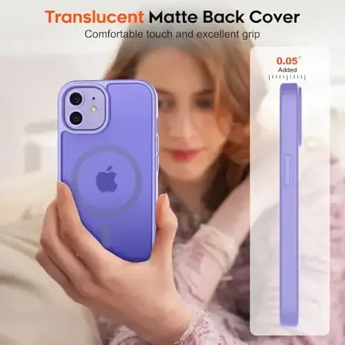 zapica Magnetic for iPhone 12 Case & iPhone 12 Pro Case, [Compatible with MagSafe] [Military Grade Drop Protection] Translucent Matte Shockproof Anti-Scratch Phone Cover, Light Purple - 7