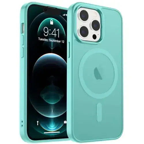 zapica Magnetic for iPhone 12 Pro Max Case, [Compatible with MagSafe] [Military Grade Drop Protection] Translucent Matte Shockproof Anti-Scratch Phone Case, Blue Green - ZAPICA