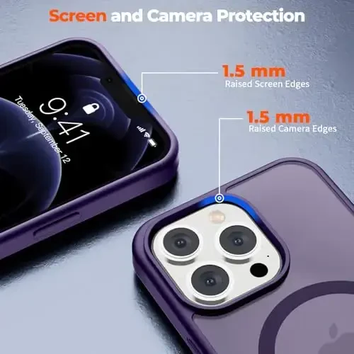 zapica Magnetic for iPhone 12 Pro Max Case, [Compatible with MagSafe] [Military Grade Drop Protection] Translucent Matte Shockproof Anti-Scratch Phone Case, Dark Purple - 5