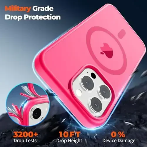 zapica Magnetic for iPhone 12 Pro Max Case, [Compatible with MagSafe] [Military Grade Drop Protection] Translucent Matte Shockproof Anti-Scratch Phone Case, Hot Pink - 4
