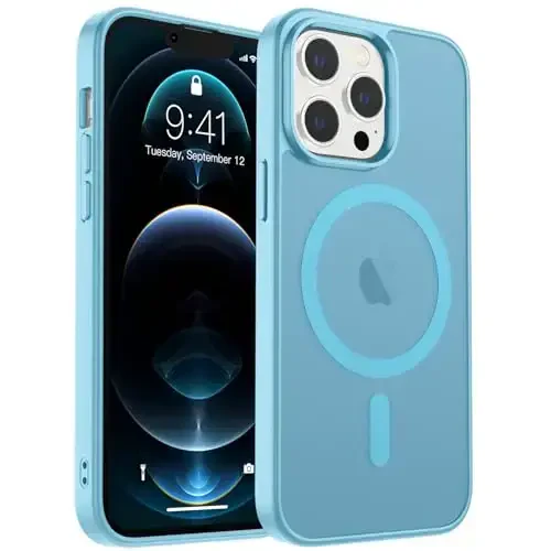 zapica Magnetic for iPhone 12 Pro Max Case, [Compatible with MagSafe] [Military Grade Drop Protection] Translucent Matte Shockproof Anti-Scratch Phone Case, Light Blue - 1