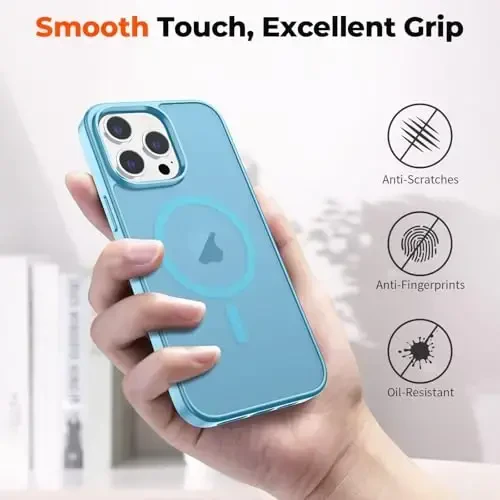 zapica Magnetic for iPhone 12 Pro Max Case, [Compatible with MagSafe] [Military Grade Drop Protection] Translucent Matte Shockproof Anti-Scratch Phone Case, Light Blue - 6