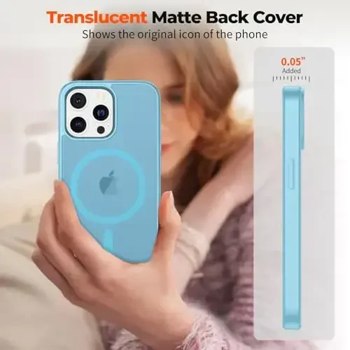 zapica Magnetic for iPhone 12 Pro Max Case, [Compatible with MagSafe] [Military Grade Drop Protection] Translucent Matte Shockproof Anti-Scratch Phone Case, Light Blue - 7