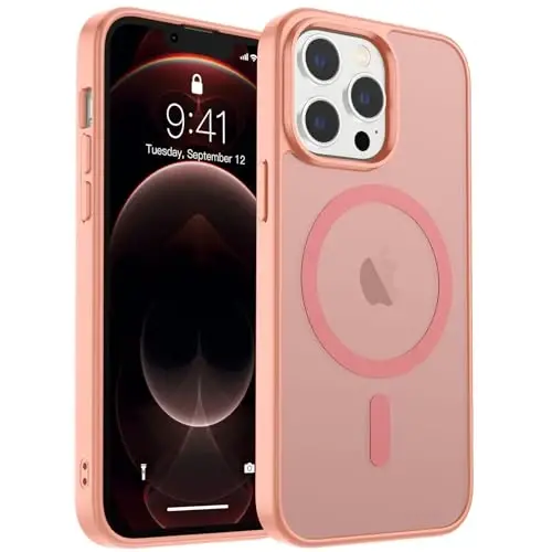 zapica Magnetic for iPhone 12 Pro Max Case, [Compatible with MagSafe] [Military Grade Drop Protection] Translucent Matte Shockproof Anti-Scratch Phone Case, Light Pink 
