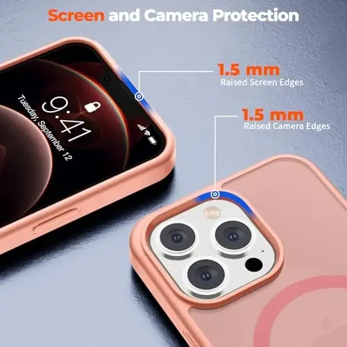 zapica Magnetic for iPhone 12 Pro Max Case, [Compatible with MagSafe] [Military Grade Drop Protection] Translucent Matte Shockproof Anti-Scratch Phone Case, Light Pink - 5