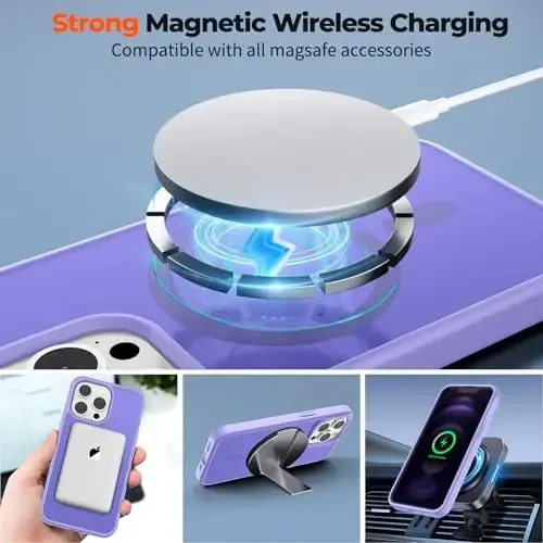 zapica Magnetic for iPhone 12 Pro Max Case, [Compatible with MagSafe] [Military Grade Drop Protection] Translucent Matte Shockproof Anti-Scratch Phone Case, Light Purple - 3