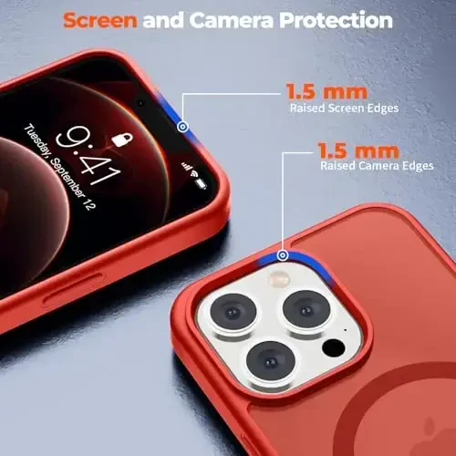 zapica Magnetic for iPhone 12 Pro Max Case, [Compatible with MagSafe] [Military Grade Drop Protection] Translucent Matte Shockproof Anti-Scratch Phone Case, Red - 5