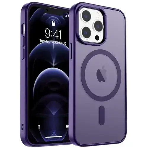 zapica Magnetic for iPhone 12 Pro Max Case, [MagSafe bilan mos] [Harbiy darajadagi tushishdan himoya] Shaffof matli zarbaga chidamli tirnalishga qarshi telefon qutisi, toʻq binafsha - 1