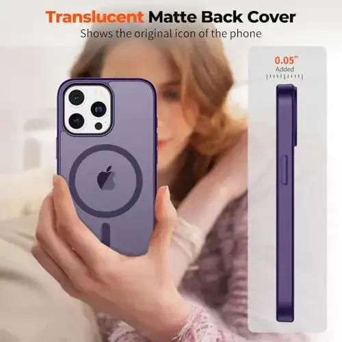 zapica Magnetic for iPhone 12 Pro Max Case, [MagSafe bilan mos] [Harbiy darajadagi tushishdan himoya] Shaffof matli zarbaga chidamli tirnalishga qarshi telefon qutisi, toʻq binafsha - 7