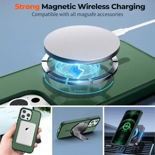 zapica Magnetic for iPhone 12 Pro Max Case, [MagSafe bilan mos] [Harbiy darajadagi tushishdan himoya] Yarim o'tkazgich matli zarbga chidamli tirnalishga qarshi telefon qutisi, o'rmon yashil - 3
