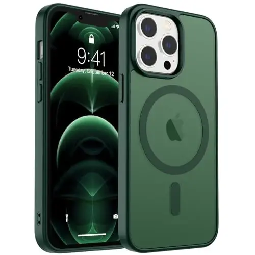 zapica Magnetic for iPhone 12 Pro Max Case, [MagSafe bilan mos] [Harbiy darajadagi tushishdan himoya] Yarim o'tkazgich matli zarbga chidamli tirnalishga qarshi telefon qutisi, o'rmon yashil - ZAPICA