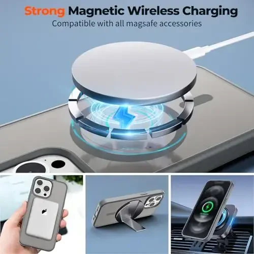 zapica Magnetic for iPhone 12 Pro Max Case, [MagSafe bilan mos] [Harbiy darajadagi tushishdan himoya] Yarim shaffof mat zarbga chidamli tirnalishga qarshi telefon qutisi, quyuq Garri - 3